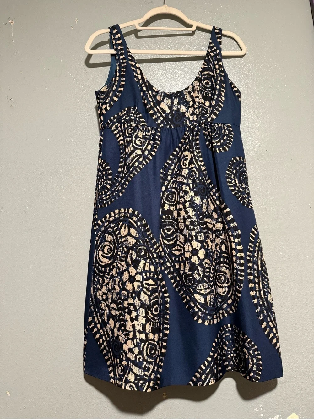 Michael Kors Navy and Cream Printed Sleeveless Dress size 2